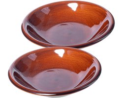 KADAX Eetborden, borden van klei met keramische laag, vaatwasmachinebestendige platte eetborden, serveerborden voor ontbijt, cake, desserts (diep, 2 stuks)