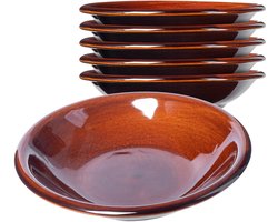 KADAX Eetborden, borden van klei met keramische laag, vaatwasmachinebestendige platte eetborden, serveerborden voor ontbijt, cake, desserts (diep, 6 stuks)