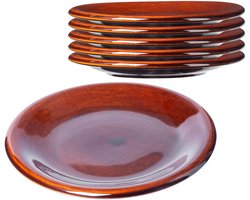 KADAX Eetborden, borden van klei met keramische laag, vaatwasmachinebestendige platte eetborden, serveerborden voor ontbijt, cake, desserts (klein, 6 stuks)