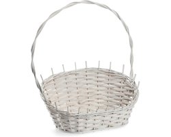 KADAX Geschenkmand, universele rieten mand, hoogwaardig handvat, flessenmand, snoepmand, gevlochten opbergmand, presentmand (wit, medium)