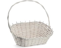 KADAX Geschenkmand, universele rieten mand, hoogwaardige hengselmand, flessenmand, snoepmand, gevlochten opbergmand, presentatiemand (wit, groot)