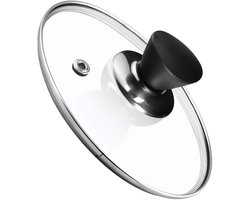 KADAX Glazen deksel met comfortabel zwart handvat voor potten, steelpannen en koekenpannen, hittebestendig deksel met stoomafvoer voor keukenkookgerei (28 cm)