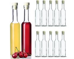 KADAX glazen fles glazen flessen 250 ml voor tincturen wijnwodka 12 stuks + kurk