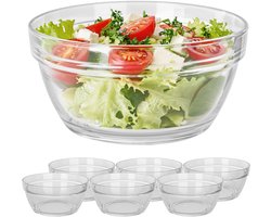 KADAX glazen schalen ⌀ 17 cm, set van 6, glazen slakommen, dessertschaaltjes, serveerschalen voor salade, dessert, muesli, snacks en bijgerechten, soepkommen