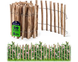 KADAX Hek van hazelaar, schutting, van hazelnoot, tuinhek in verschillende maten, weerbestendige latten, houten omheining voor tuin, natuurproduct (4-6 cm), 50 x 500 cm