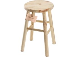 KADAX Houten Kruk - Voetenbank Van Natuurlijk Ongelakt Grenenhout, Voetensteun in 3 Modellen, Barstoel, Opstapkruk (Rond)