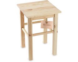 KADAX Houten kruk, voetenbank van natuurlijk ongelakt grenenhout, voetensteun in 3 verschillende modellen, barstoel, opstapkruk, kruk, kruk, houten kruk (vierkant)