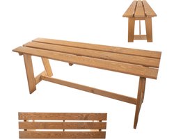 KADAX Houten tuinbank, 2-zits, zonder armleuningen en rugleuning, zitbank, parkeerbank, buitenbank voor balkon, tuin, terras (gouden eiken)