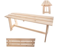 KADAX Houten tuinbank, 2-zits, zonder armleuningen en rugleuning, zitbank, parkeerbank, buitenbank voor balkon, tuin, terras (natuurlijk eiken)