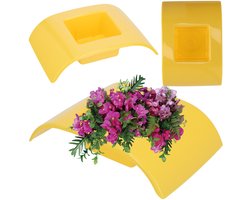 KADAX Ikebana Plastic Ikebana Vaas Bloempot Bloembak Japanse Zonnebloem Houder Ikebana Bloemenvaas, Bloemstuk (L: 24,9 cm, geel)