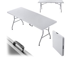 KADAX Inklapbare tuintafel, 180 x 74 x 73 cm, weerbestendige klaptafel, partytafel voor tuin, terras en balkon, robuuste buffettafel, campingtafel (wit)