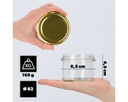 KADAX Kleine inmaakpotten, 235 ml, potten diameter 82, kleine potten voor honing en specerijen, jampotten met deksel, luchtdichte potten om cadeau te geven (goud, 10 stuks)