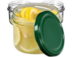 KADAX Kleine inmaakpotten, 235 ml, potten diameter 82, kleine potten voor honing en specerijen, jampotten met deksel, luchtdichte potten om cadeau te geven (groen, 10 stuks)