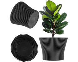 KADAX Kleine kunststof plantenpot voor vetplanten en kruiden, moderne bloempot voor binnen en buiten (zwart, 11,5 cm)