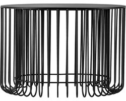 KADAX Koffietafel, moderne bijzettafel voor tuin, salontafel van gepoedercoat staal, draadmand met afneembaar tafelblad voor tuin (ovaal)