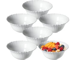 KADAX kom ∅ 16 cm, set van 6, kom van gehard glas, fruitkom, slakom, dessertkom, cereal bowl, soepkom, snackkom, vaatwasserbestendig (wit)