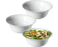 KADAX kom ∅ 20 cm, set van 3, kom van gehard glas, fruitkom, slakom, dessertkom, cereal bowl, soepkom, snackkom, vaatwasserbestendig (wit)