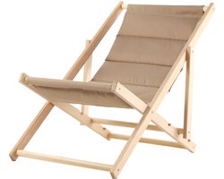KADAX Ligstoel, strandstoel van hout, zonnebed tot 120 kg, ligstoel van beukenhout, houten klapstoelen, strandstoel, klapstoel voor strand, houten ligstoel (met hoofdsteun, cappucino)