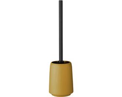 KADAX massieve toiletborstel met houder, vrijstaande keramische borstel, toiletborstel met stevige metalen handgreep, toiletborstel met stijve borstelharen (geel)