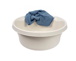 KADAX Matte plastic wasbak, kunststof kom, ronde spoelbak, robuuste waskom, huishoudwaterkom voor badkamer, multifunctionele kuip (crème, 20 liter)