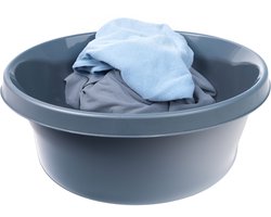 KADAX Matte plastic wasbak, kunststof kom, ronde spoelbak, robuuste waskom, huishoudwaterkom voor badkamer, multifunctionele kuip (donkergrijs, 9 liter)