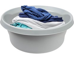 KADAX Matte plastic wasbak, kunststof kom, ronde spoelbak, robuuste waskom, huishoudwaterkom voor badkamer, multifunctionele kuip (lichtgrijs, 4 liter)