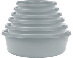 KADAX Matte plastic wasbak, kunststof kom, ronde spoelbak, robuuste waskom, huishoudwaterkom voor badkamer, multifunctionele kuip (lichtgrijs, 9 liter)