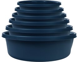 KADAX Matte plastic wasbak, kunststof kom, ronde spoelbak, robuuste waskom, huishoudwaterkom voor badkamer, multifunctionele kuip (marineblauw, 14 liter)