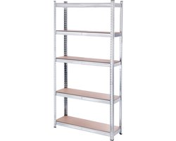 KADAX Metalen rek, kelderrek van metaal, rek voor zware lasten voor tuingereedschap, stabiel werkplaatsrek met 875 kg draagvermogen, garagerek voor auto-onderdelen, reksysteem, opbergrek (zilver, 180