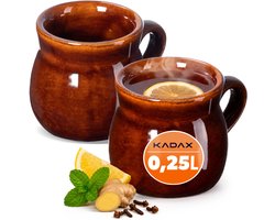 KADAX mokken voor glühwein 250 ml met handvat steengoed mok set van 2