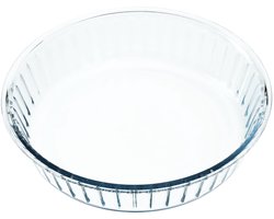 KADAX Ovenschaal van hittebestendig glas, vuurvast glas, glazen braadpan met deksel en handgrepen, servies om te braden, oven, elektrisch fornuis, lasagne, vlees, transparant (taart 26 cm)