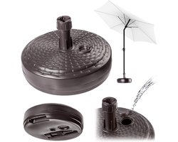 KADAX Parasolstandaard, ronde parasolstandaard, parasolhouder kan worden gevuld met zand water of grind, kunststof standaard voor tuin, terras, strand (versie 2 rond, bruin)