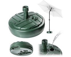 KADAX Parasolstandaard, ronde parasolstandaard, parasolhouder te vullen met zand water of grind, standaard van kunststof voor tuin, terras, strand (versie 1, rond, groen)