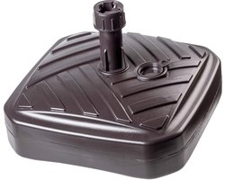 KADAX Parasolstandaard, ronde parasolstandaard, parasolhouder vulbaar met zand water of grind, standaard van kunststof voor tuin, terras, strand (versie 1, vierkant, bruin)