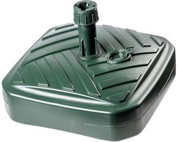 KADAX Parasolstandaard, ronde parasolstandaard, parasolhouder vulbaar met zand water of grind, standaard van kunststof voor tuin, terras, strand (versie 1, vierkant, groen)