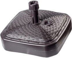 KADAX Parasolstandaard, ronde parasolstandaard, parasolhouder vulbaar met zand water of grind, standaard van kunststof voor tuin, terras, strand (versie 2 vierkant, bruin)