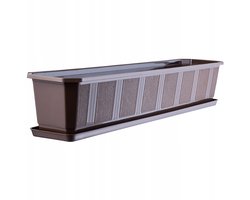 KADAX Plantenbak met onderzetter, rechthoekige bloempot van kunststof, voor binnen en buiten, voor balkon, terras en vensterbank (80 cm,bruin)