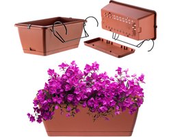 KADAX Plantenbak terracotta 40 cm van kunststof - weerbestendig en robuust - ideaal voor balkon, terras en vensterbank