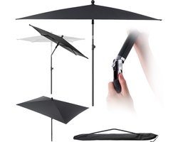 KADAX Rechthoekige balkonparasol, 210 x 140 cm, in hoogte verstelbare parasol voor balkon en terras, knikbare terrasparasol met transporttas, grijs, 210 x 140 cm