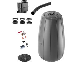 KADAX Regenton 200 liter, regenwatertank met regenverzamelaar en kraan, vorstbestendig, regenvat van kunststof, regenwatertank voor tuin (antraciet)