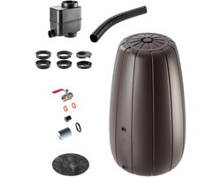 KADAX Regenton 200 liter, regenwatertank met regenverzamelaar en kraan, vorstbestendig, regenvat van kunststof, regenwatertank voor tuin (mokka)