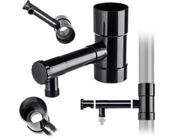 KADAX Regenverzamelaar, 80 mm, regenwaterverzamelaar voor regenpijp, regendief met geïntegreerd ventiel, waterverzamelaar van hoogwaardig kunststof, waterdief, zwart