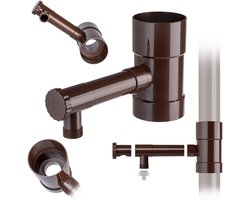 KADAX Regenverzamelaar, 90 mm, regenwaterverzamelaar voor regenpijp, regendief met geïntegreerd ventiel, waterverzamelaar van hoogwaardig kunststof, waterdief, bruin