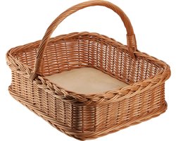 KADAX Rieten dienblad met handvat, picknickmand, serviesdienblad, mandblad, opbergmand, boodschappenmand, tafelblad, draagmand (bruin)