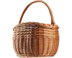 KADAX Rieten mand voor paddenstoelen, ovale mand om te winkelen, robuuste picknickmand met handvat, flessenmand, mand voor de tuin, draagmand (bruin, 41x25x44cm)
