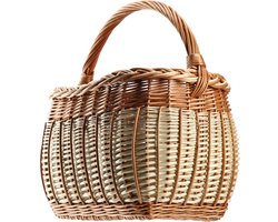 KADAX Rieten mand voor paddenstoelen, ovale mand om te winkelen, robuuste picknickmand met handvat, flessenmand, mand voor de tuin, draagmand (mix, 31x26x41cm)