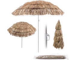 KADAX Ronde parasol voor balkon, tuin, terras, zwembad en strand, in hoogte verstelbare parasol, terrasparasol, bruin/ecru