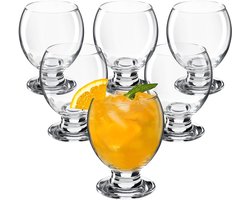 KADAX Sapglazen, 280 ml waterglazen van hoogwaardig glas, drinkglazen op een stevige voet, universele glazen voor het serveren van desserts, brandy, water (6 x 280 ml)
