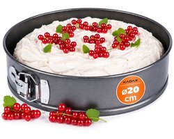 KADAX Scharniervorm, ronde stalen vorm met antiaanbaklaag, platte bodem, drukknop, ring, taartvorm, cake, waterdicht, taartvorm, zilver (diameter: 20 cm)