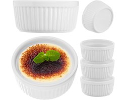 KADAX soufflévormpjes ⌀ 11 cm, 3 stuks, crème brulee schaaltjes, porseleinen soufflévormpjes, ovenvaste schaaltjes, mini dessertschaaltjes (wit)